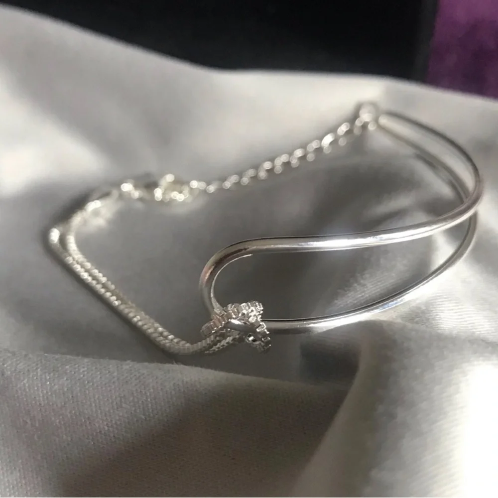 Sterling Silver Double Band Knot Bracelet